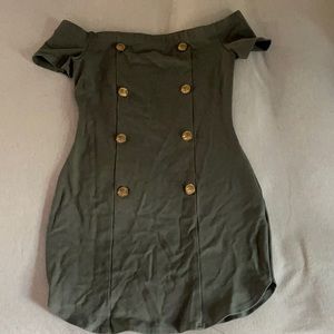 Olive Off the Shoulder Dress Size Medium